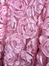 Maci LIGHT PINK 3D Floral Polyester Satin Rosette on Mesh Fabric by the Yard - 10057