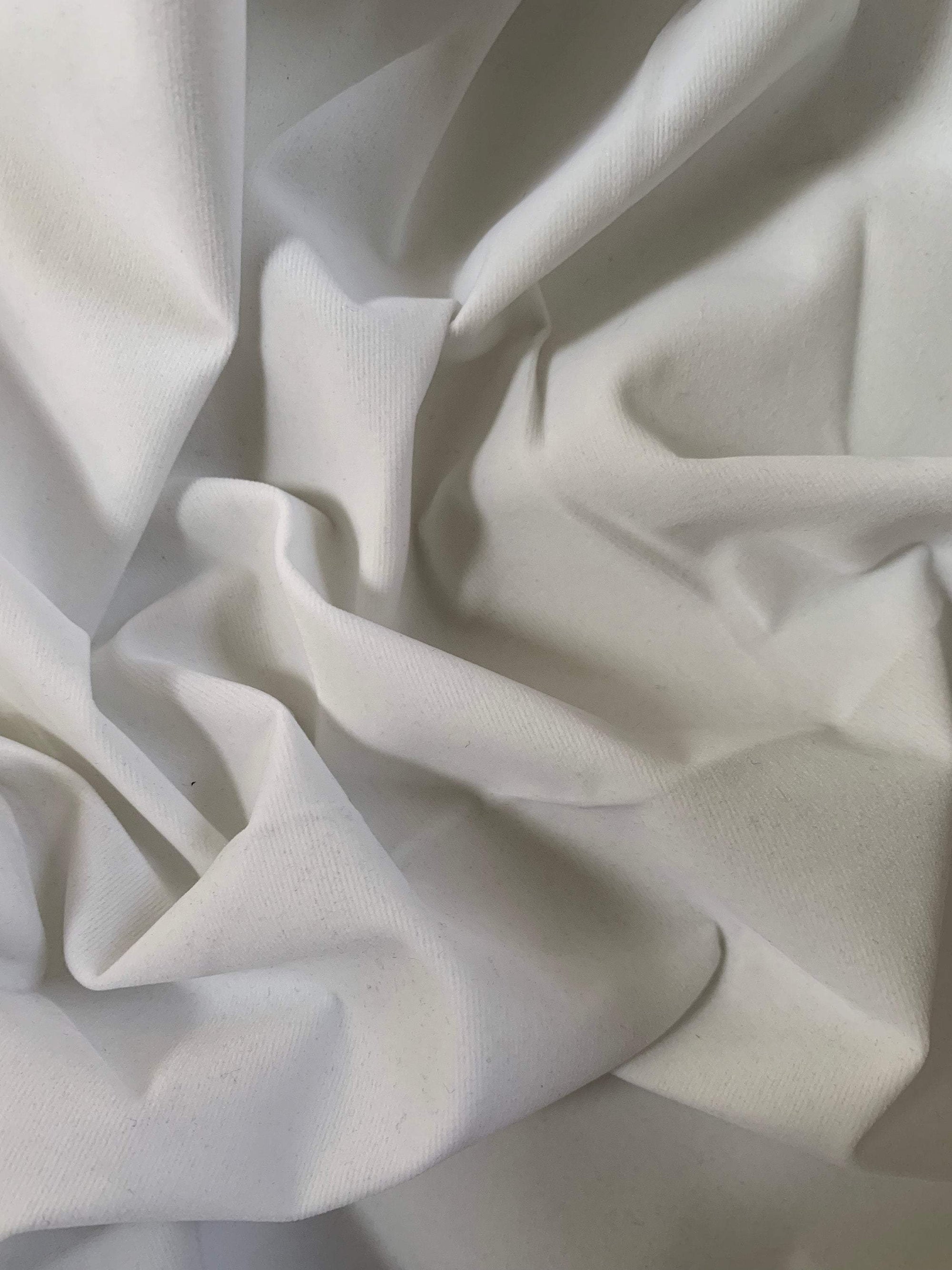Camryn OFF WHITE Polyester Non-Stretch Velvet Fabric by the Yard for Upholstery, Book Cover, Headboard, Lining, Costumes, Crafts - 10126