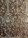 Phoebe DARK KHAKI Sequins on Mesh Lace Fabric by the Yard - 10062