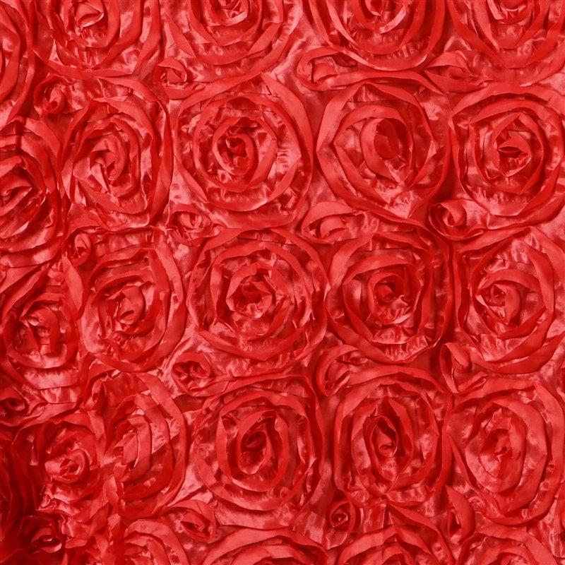 Paige RED 3D Floral Polyester Satin Rosette Fabric by the Yard - 10028