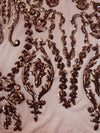 Esmeralda DUSTY ROSE Sequins on Mesh Lace Fabric by the Yard - 10102