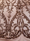 Esmeralda DUSTY ROSE Sequins on Mesh Lace Fabric by the Yard - 10102