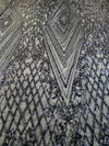 Averie NAVY BLUE Geometric Butterfly Sequins on Mesh Lace Fabric by the Yard - 10113
