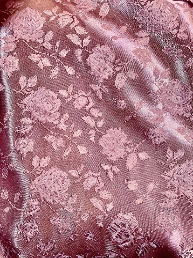 Kayla MAUVE Polyester Floral Jacquard Brocade Satin Fabric by the Yard - 10004