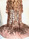 Esmeralda DUSTY ROSE Sequins on Mesh Lace Fabric by the Yard - 10102