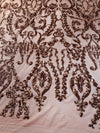 Esmeralda DUSTY ROSE Sequins on Mesh Lace Fabric by the Yard - 10102