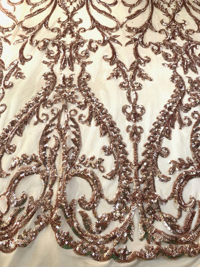 Esmeralda BRONZE Sequins on Mesh Lace Fabric by the Yard - 10102
