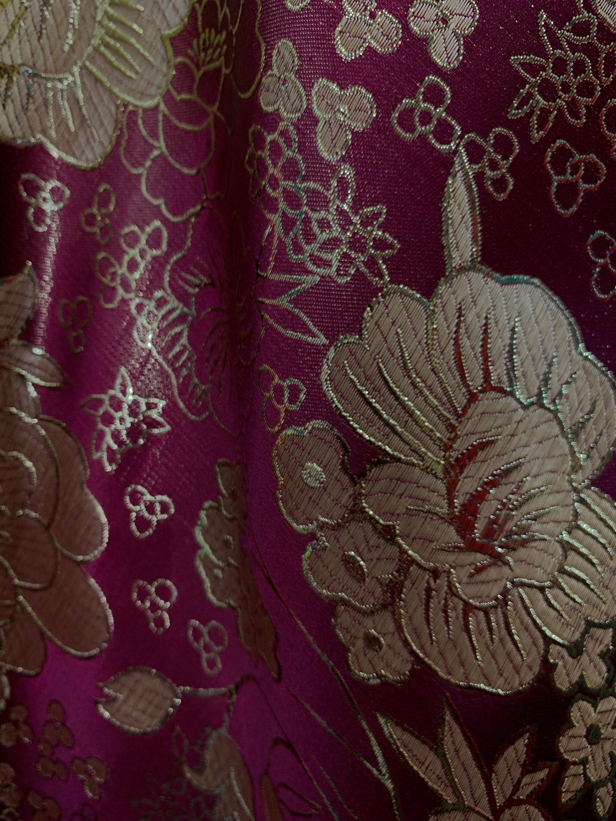 Juliet BURGUNDY Floral Brocade Chinese Satin Fabric by the Yard - 10053