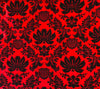 Amanda RED Taffeta with Black Velvet Flocked Damask Fabric by the Yard - 10078