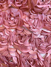 Maci DUSTY PINK 3-D Floral Polyester Satin Rosette on Mesh Fabric by the Yard - 10057