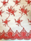 Andrea CORAL 3D Floral Matte Corded Embroidery on Mesh Lace Fabric by the Yard - 10016