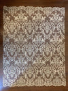 Helena TAUPE Embroidered Damask Pattern with Faux Pearls and Beads on Mesh Lace Fabric by the Yard - 10139