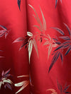 Alondra RED Leaves Brocade Chinese Satin Fabric by the Yard - 10095