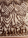 Miranda BRONZE Vines and Leaves Sequins on DUSTYPINK Mesh Lace Fabric by the Yard - 10061