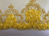 Andrea YELLOW 3D Floral Matte Corded Embroidery on Mesh Lace Fabric by the Yard - 10016