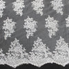 Brianna WHITE Polyester Floral Embroidery with Sequins on Mesh Lace Fabric by the Yard - 10020