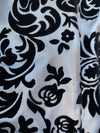 Amanda SILVER Taffeta with BLACK Velvet Flocked Damask Fabric by the Yard - 10078