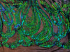 Lorelei GREEN BLUE MERMAID Swirls Sequins on Mesh Lace Fabric by the Yard - 10133