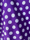 Alicia WHITE Polka Dots on PURPLE Polyester Cotton Fabric by the Yard - 10099