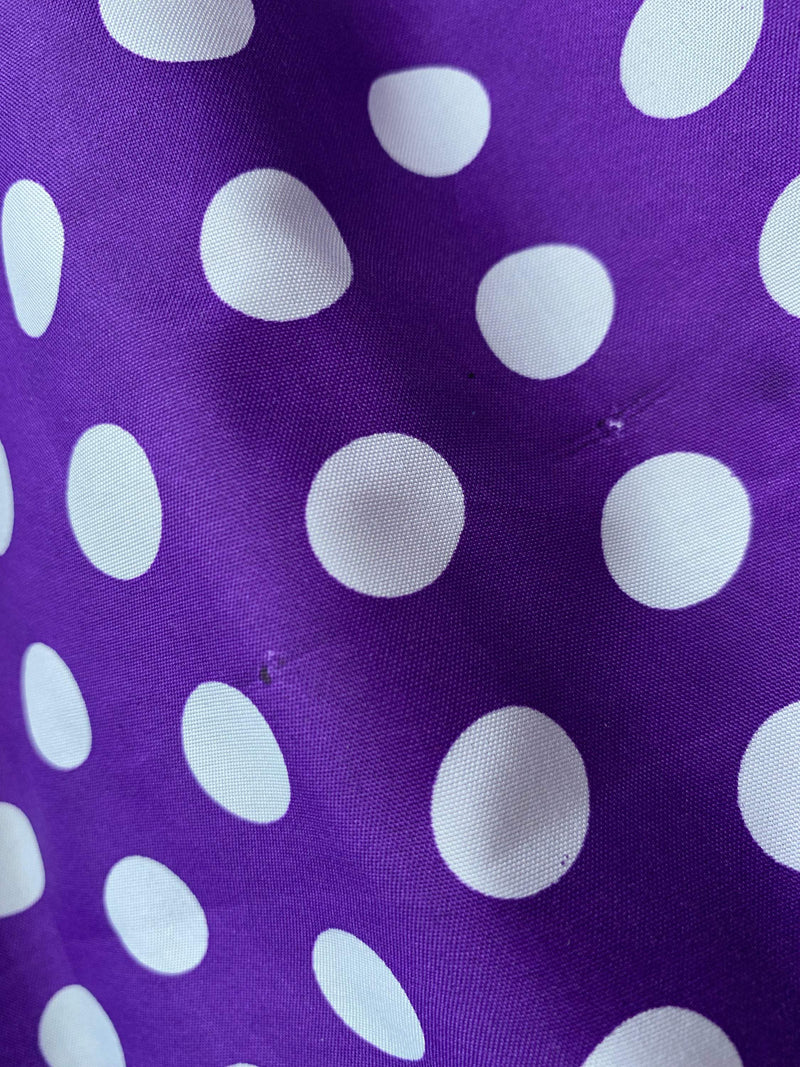 Alicia WHITE Polka Dots on PURPLE Polyester Cotton Fabric by the Yard - 10099