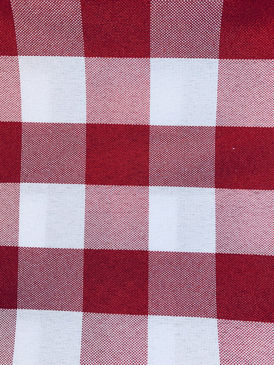 Camille RED 1" Big Checkered Gingham Pattern Poly Poplin Fabric by the Yard - 10049