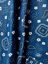 Annabella NAVY BLUE Paisley Floral Print Bandana Poly Cotton Fabric by the Yard - 10114