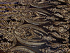 Alaina GOLD Curlicue Sequins on BLACK Mesh Lace Fabric by the Yard - 10018