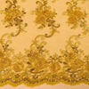 Ryleigh BRIGHT YELLOW 3D Floral Embroidery with Foil & Sequins on Mesh Lace Fabric by the Yard - 10010