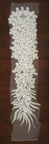 Gracie OFF WHITE Vegas Peacock Beaded Sequins Embroidered on Mesh Lace Fabric by Panel - 10012