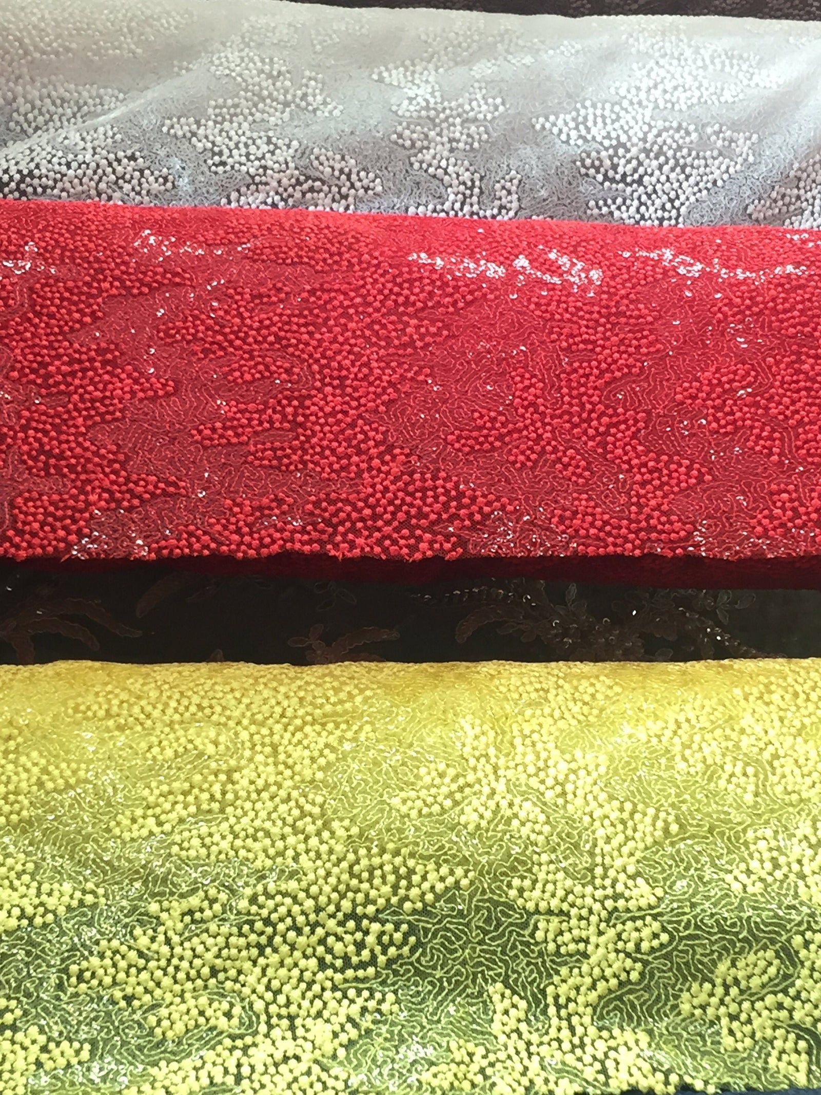 Joanna OFF WHITE Maze Sequins Embroidered Dots on Mesh Lace Fabric by the Yard - 10074