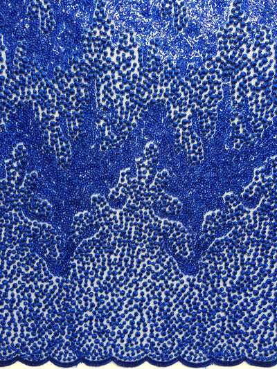 Joanna ROYAL BLUE Maze Sequins Embroidered Dots on Mesh Lace Fabric by the Yard - 10074