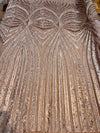 Maia BRONZE Geometric Sequins on Mesh Lace Fabric by the Yard - 10138