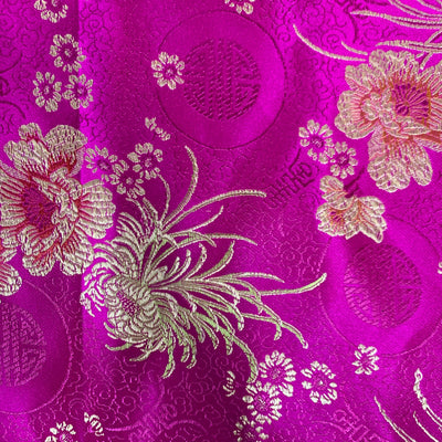 Kate FUCHSIA Floral Brocade Chinese Satin Fabric by the Yard - 10037