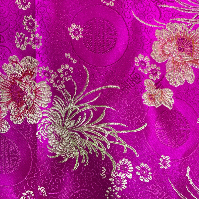 Kate FUCHSIA Floral Brocade Chinese Satin Fabric by the Yard - 10037