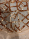 Meredith GOLD Trellis Pattern Sequins on Mesh Lace Fabric by the Yard - 10146