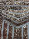 Thea GOLD Geometric Sequins Diamond & Stripes on WHITE Mesh Lace Fabric by the Yard - 10026