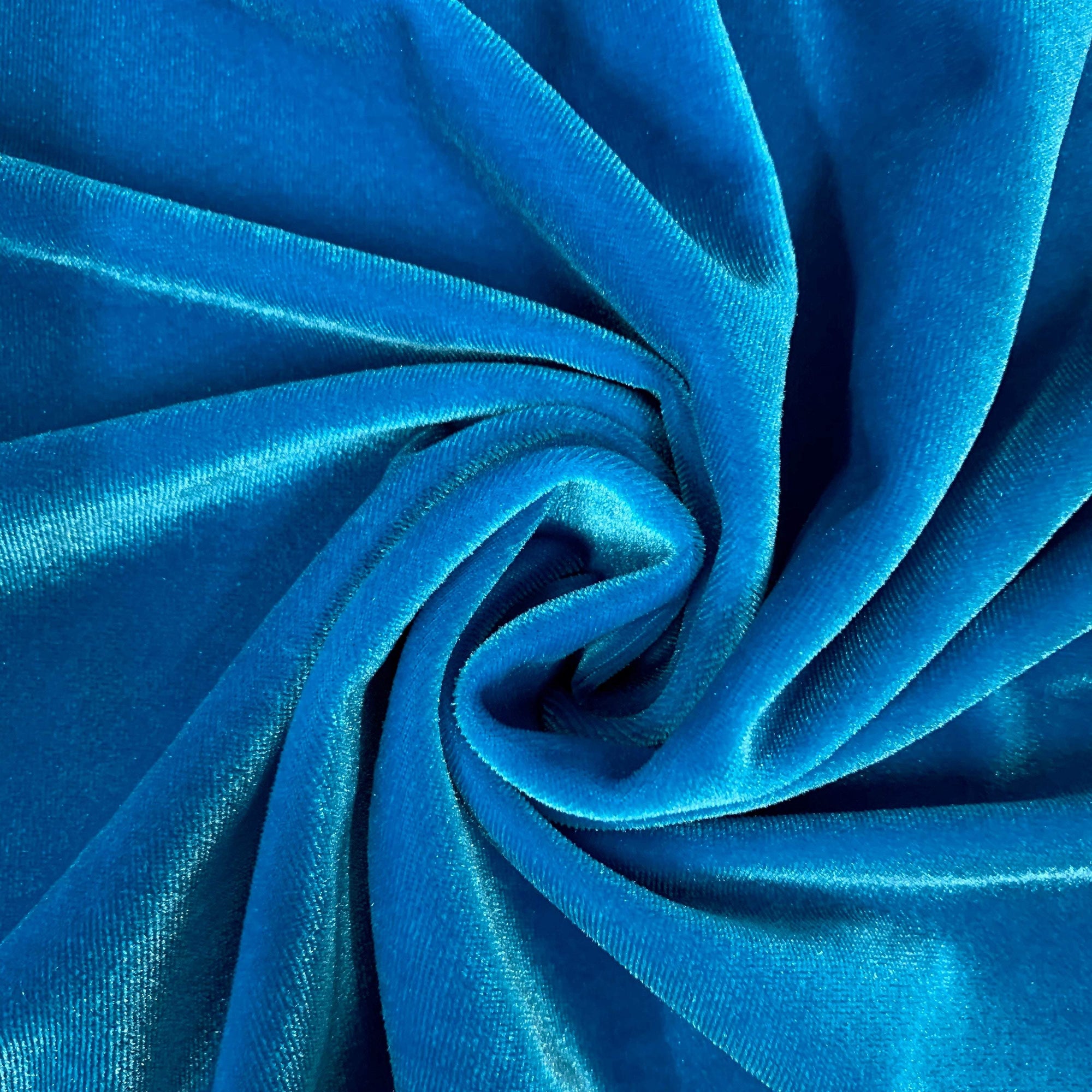 Princess TURQUOISE BLUE Polyester Stretch Velvet Fabric by the Yard for Tops, Dresses, Skirts, Dance Wear, Costumes, Crafts - 10001
