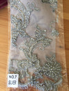 Jayla SILVER GREY Floral Embroidery with Beads and Sequins on Mesh Lace Fabric by the Yard - 10044