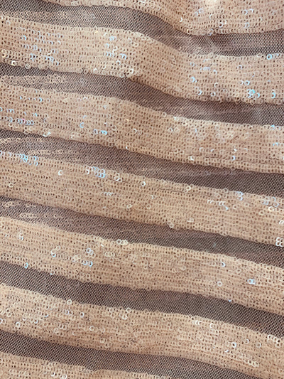 Maia BLUSH PEACH Geometric Sequins on Mesh Lace Fabric by the Yard - 10138