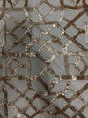 Meredith CHAMPAGNE Trellis Pattern Sequins on Mesh Lace Fabric by the Yard - 10146