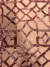 Meredith DUSTY PINK Trellis Pattern Sequins on Mesh Lace Fabric by the Yard - 10146