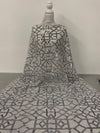 Meredith SILVER Trellis Pattern Sequins on Mesh Lace Fabric by the Yard - 10146