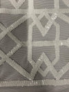 Meredith WHITE Trellis Pattern Sequins on Mesh Lace Fabric by the Yard - 10146