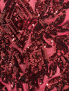 Francesca BURGUNDY Vines and Diamonds Pattern Sequins on Mesh Lace Fabric by the Yard - 10130