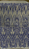Alaina DUSTY BLUE Curlicue Sequins on Mesh Lace Fabric by the Yard - 10018